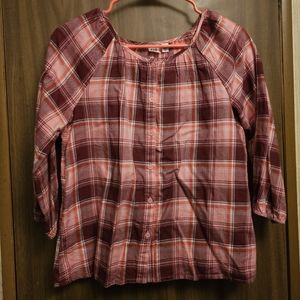 Gap Kids Girls Red & White Plaid Long Sleeve Blouse XL Regular
